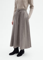 Drawstring Midi Skirt in Wool Cashmere - Oatmeal - CO Collections